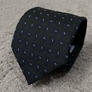 MASSIMO BIZZOCCHI 100% Silk Necktie Forest Green & Navy Paisley Print Chevron